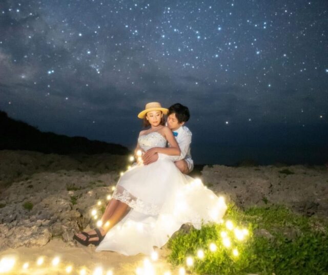 宮古島で星空ナイトフォトウエディング