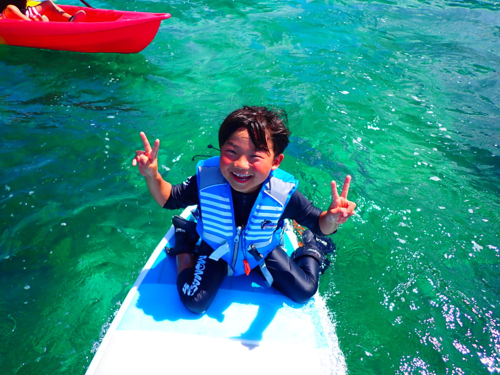 宮古島ビーチSUP、子供、笑顔