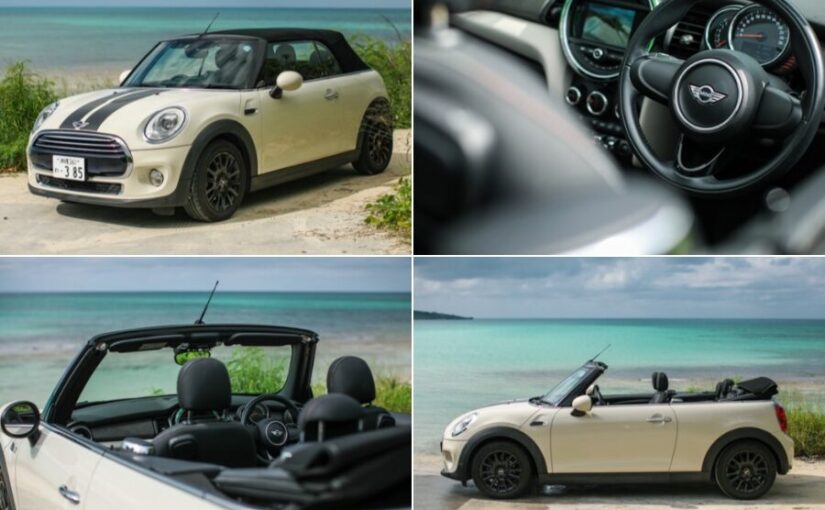 【宮古島・レンタカー】MINI ミニクーパーコンバーチブル（ペッパーホワイト）《最大4名乗り》空港から最短15分で出発可！カーナビ付き＜空港送迎付き・提携ホテル配車OK＞（No.r44）