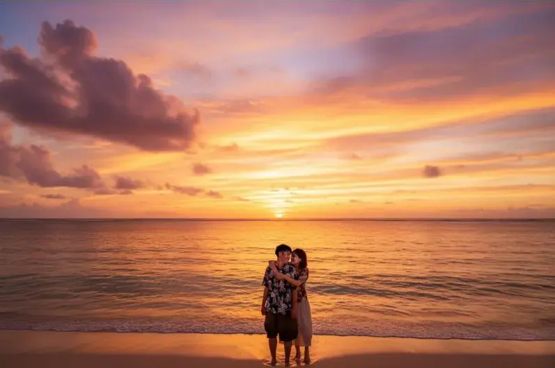 【宮古島/約30分】絶景サンセット♪前浜ビーチで思い出フォトプラン☆当日予約OK◎30分以内で撮影＆当日納品！〈口コミ投稿で＋5カット特典あり〉（No.766）