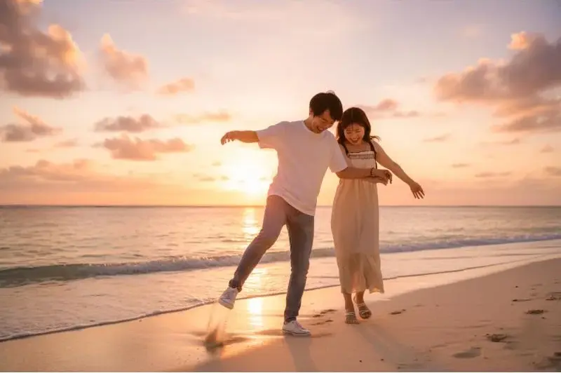 【宮古島/約30分】絶景サンセット♪前浜ビーチで思い出フォトプラン☆当日予約OK◎30分以内で撮影＆当日納品！〈口コミ投稿で＋5カット特典あり〉（No.766）