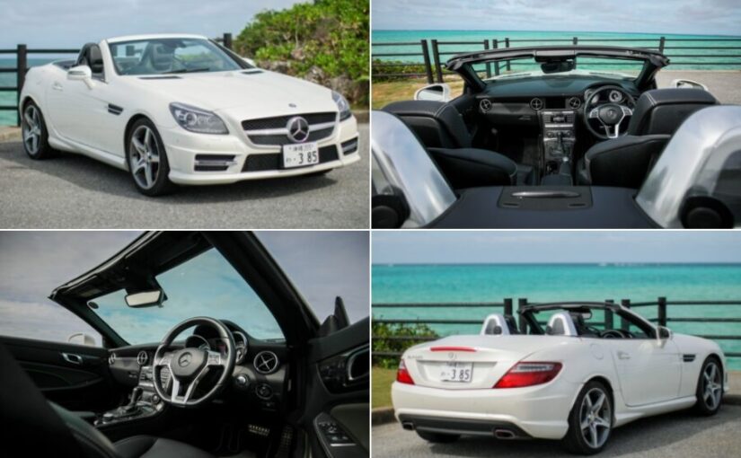 【宮古島・レンタカー】メルセデスベンツSLK200カーボンルックエディション《最大5名乗り》空港から最短15分で出発可！カーナビ付き＜空港送迎付き・提携ホテル配車OK＞（No.r46）