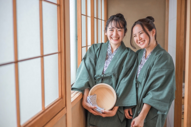温泉旅行に来た女友達